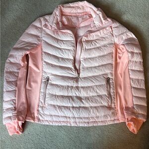 Calvin Klein Performance Goose Down Light Weight Half Zip Pink Puffer Jacket